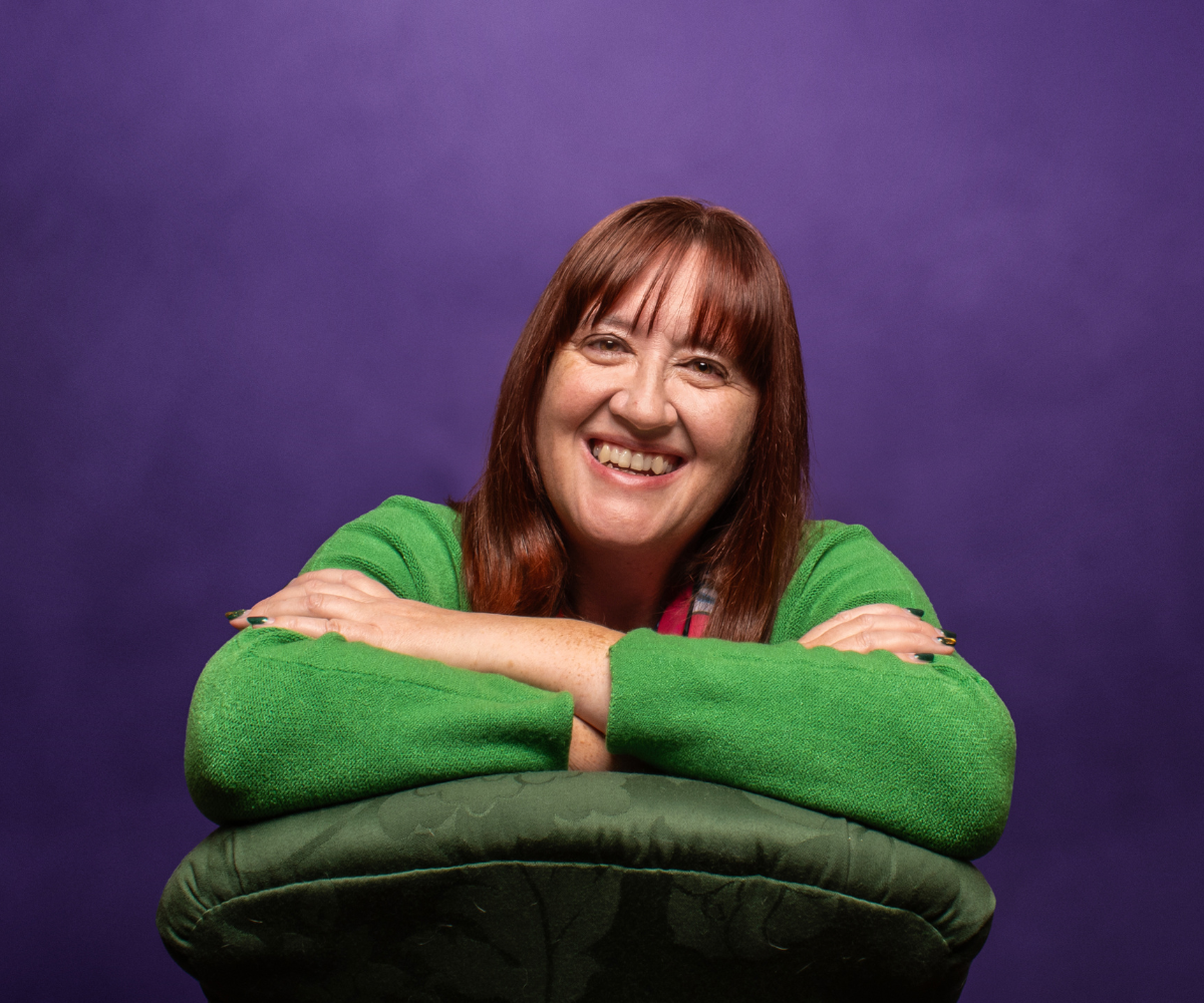 Image Of Liz Stewart on Purple Background